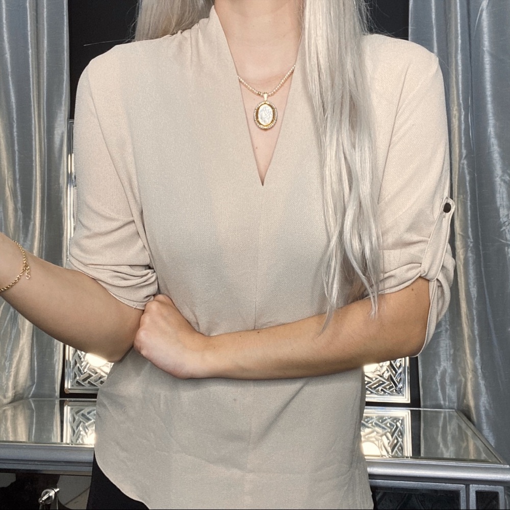 Beige Mid sleeve blouse